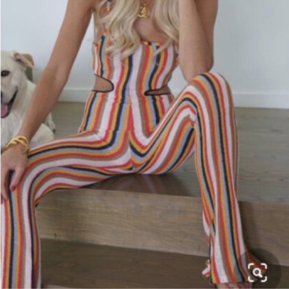 NWT Zara striped cut out knit jumpsuit Size M - Picture 6 of 10